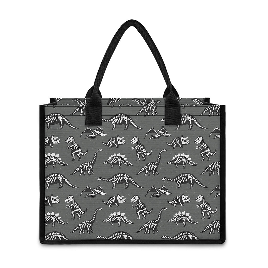 Dinosaur Fossil Pattern Print Canvas Tote Bag