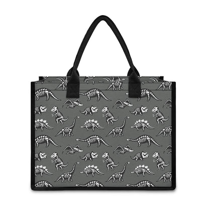 Dinosaur Fossil Pattern Print Canvas Tote Bag