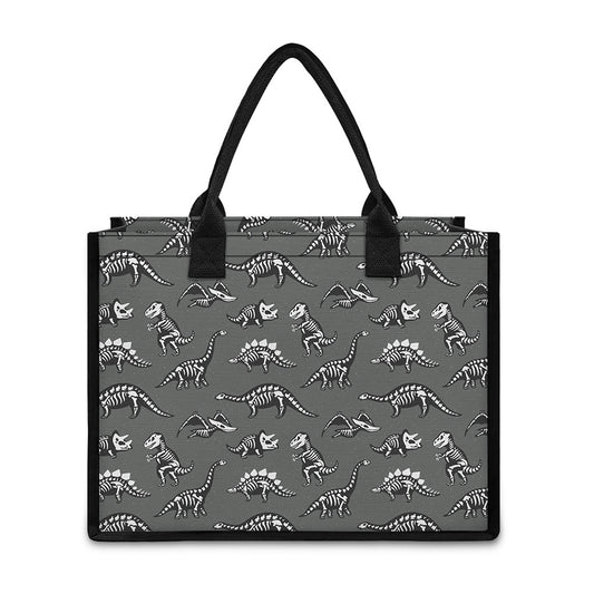 Dinosaur Fossil Pattern Print Canvas Tote Bag