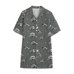 Dinosaur Fossil Pattern Print Cotton Hawaiian Shirt