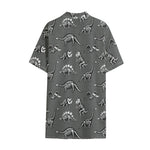 Dinosaur Fossil Pattern Print Cotton Hawaiian Shirt
