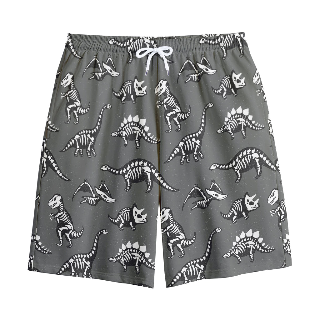 Dinosaur Fossil Pattern Print Cotton Shorts