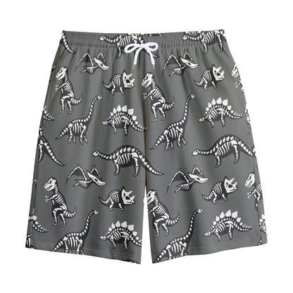 Dinosaur Fossil Pattern Print Cotton Shorts