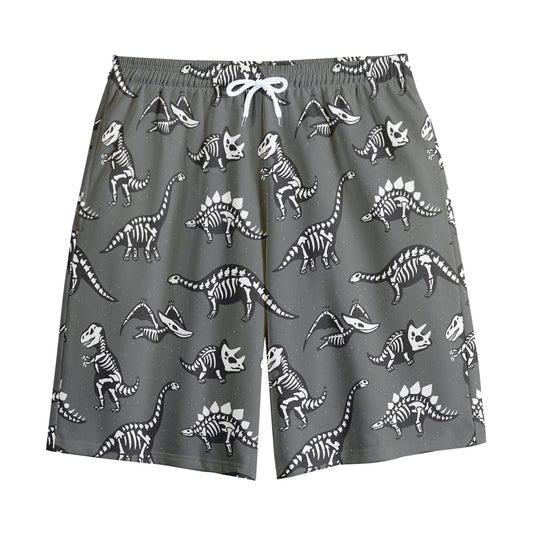 Dinosaur Fossil Pattern Print Cotton Shorts