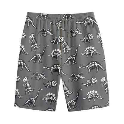 Dinosaur Fossil Pattern Print Cotton Shorts