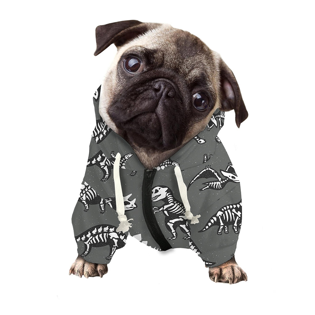 Dinosaur Fossil Pattern Print Dog Zip Up Hoodie