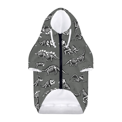 Dinosaur Fossil Pattern Print Dog Zip Up Hoodie