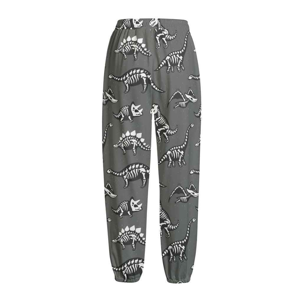 Dinosaur Fossil Pattern Print Fleece Lined Knit Pants