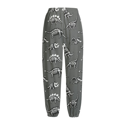 Dinosaur Fossil Pattern Print Fleece Lined Knit Pants