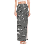 Dinosaur Fossil Pattern Print High Slit Maxi Skirt