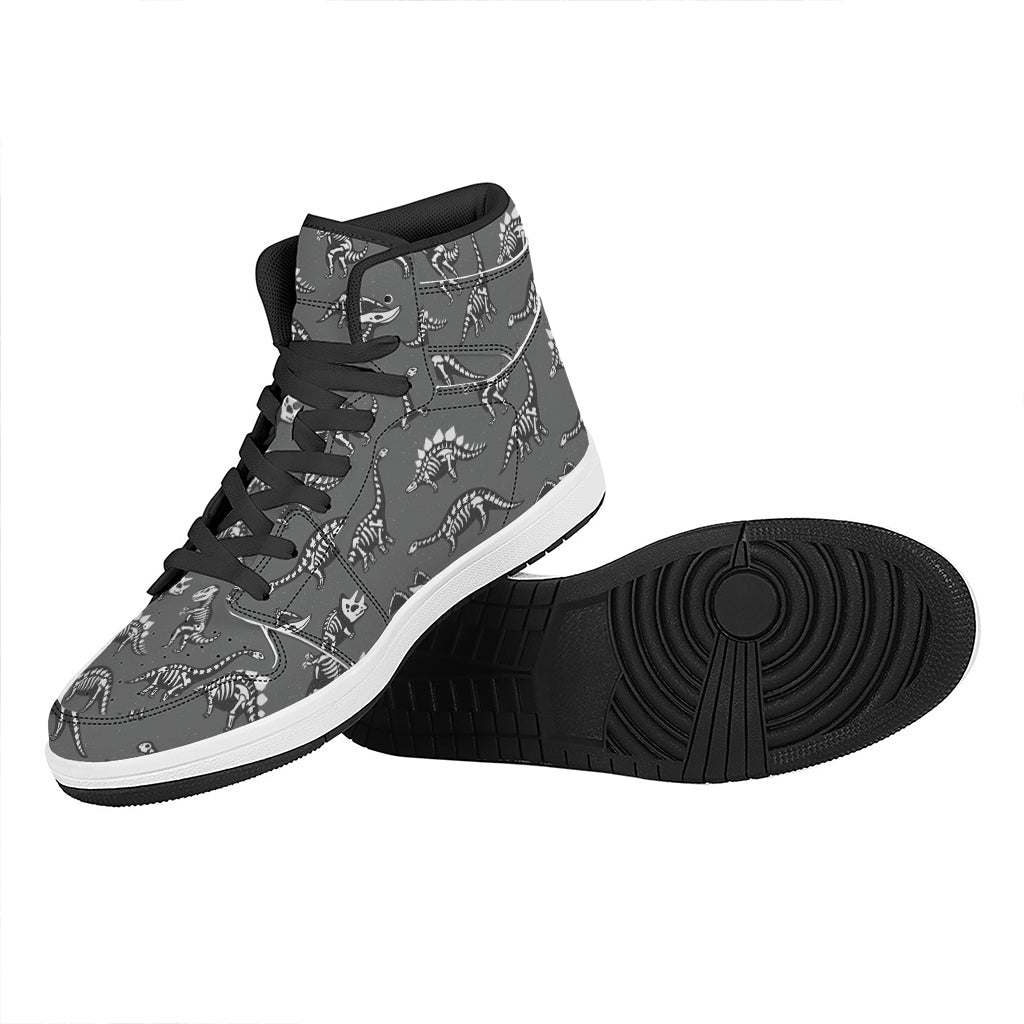 Dinosaur Fossil Pattern Print High Top Leather Sneakers