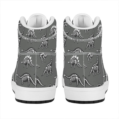 Dinosaur Fossil Pattern Print High Top Leather Sneakers