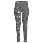 Dinosaur Fossil Pattern Print High-Waisted Pocket Leggings