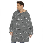 Dinosaur Fossil Pattern Print Hoodie Blanket
