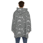 Dinosaur Fossil Pattern Print Hoodie Blanket
