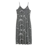 Dinosaur Fossil Pattern Print Jersey Midi Cami Dress