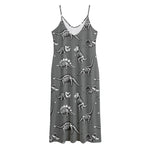 Dinosaur Fossil Pattern Print Jersey Midi Cami Dress