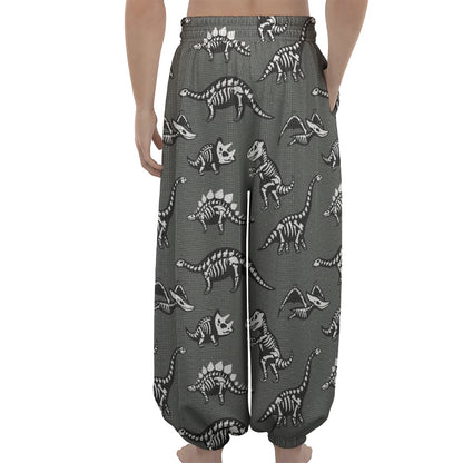 Dinosaur Fossil Pattern Print Lantern Pants