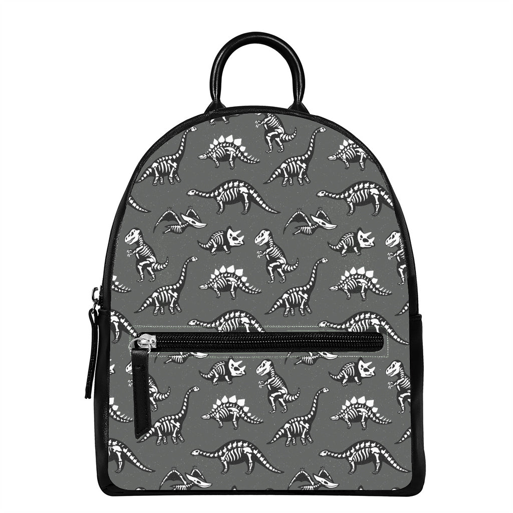 Dinosaur Fossil Pattern Print Leather Backpack