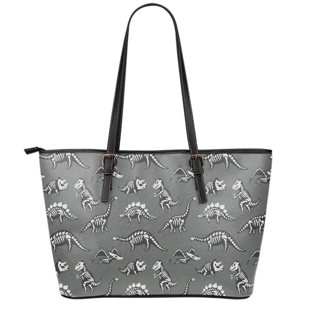 Dinosaur Fossil Pattern Print Leather Tote Bag