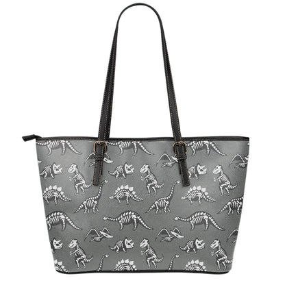 Dinosaur Fossil Pattern Print Leather Tote Bag