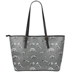 Dinosaur Fossil Pattern Print Leather Tote Bag