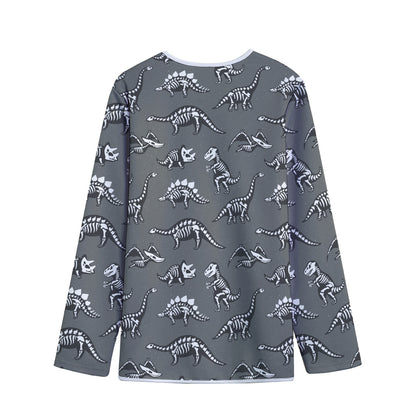 Dinosaur Fossil Pattern Print Long Sleeve Short Coat