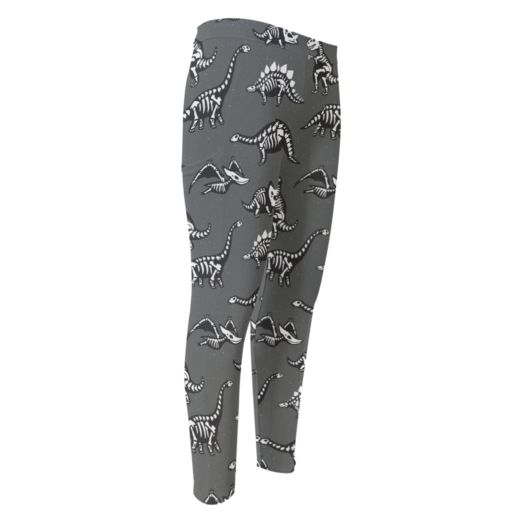 Dinosaur Fossil Pattern Print Men's Compression Pants