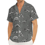 Dinosaur Fossil Pattern Print Men's Deep V-Neck Shirt