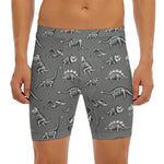 Dinosaur Fossil Pattern Print Men's Long Boxer Briefs