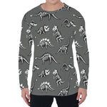 Dinosaur Fossil Pattern Print Men's Long Sleeve T-Shirt