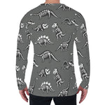 Dinosaur Fossil Pattern Print Men's Long Sleeve T-Shirt