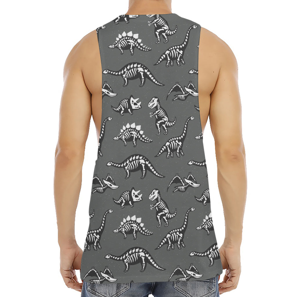 Dinosaur Fossil Pattern Print Men's Muscle Tank Top