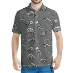 Dinosaur Fossil Pattern Print Men's Polo Shirt