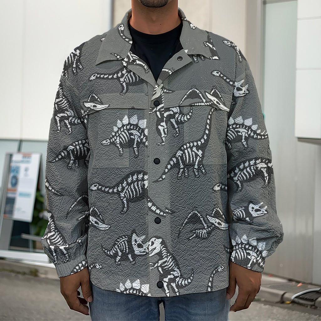 Dinosaur Fossil Pattern Print Men's Shirt Jacket