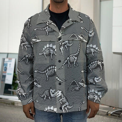 Dinosaur Fossil Pattern Print Men's Shirt Jacket
