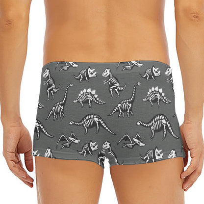 Dinosaur Fossil Pattern Print Men's Short Boxer Briefs