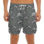 Dinosaur Fossil Pattern Print Men's Split Running Shorts