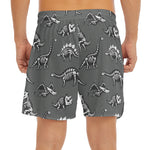 Dinosaur Fossil Pattern Print Men's Split Running Shorts