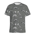Dinosaur Fossil Pattern Print Men's Athletic T-Shirt
