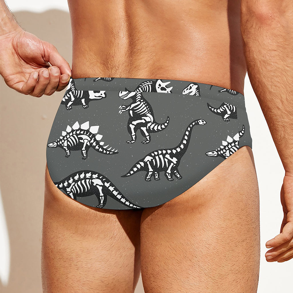 Dinosaur Fossil Pattern Print Men's Swim Briefs