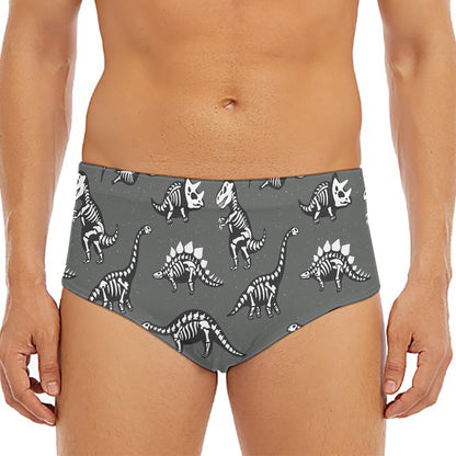 Dinosaur Fossil Pattern Print Men's Triangle Swim Briefs
