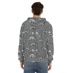 Dinosaur Fossil Pattern Print Men's Velvet Pullover Hoodie