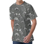Dinosaur Fossil Pattern Print Men's Velvet T-Shirt