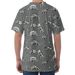 Dinosaur Fossil Pattern Print Men's Velvet T-Shirt