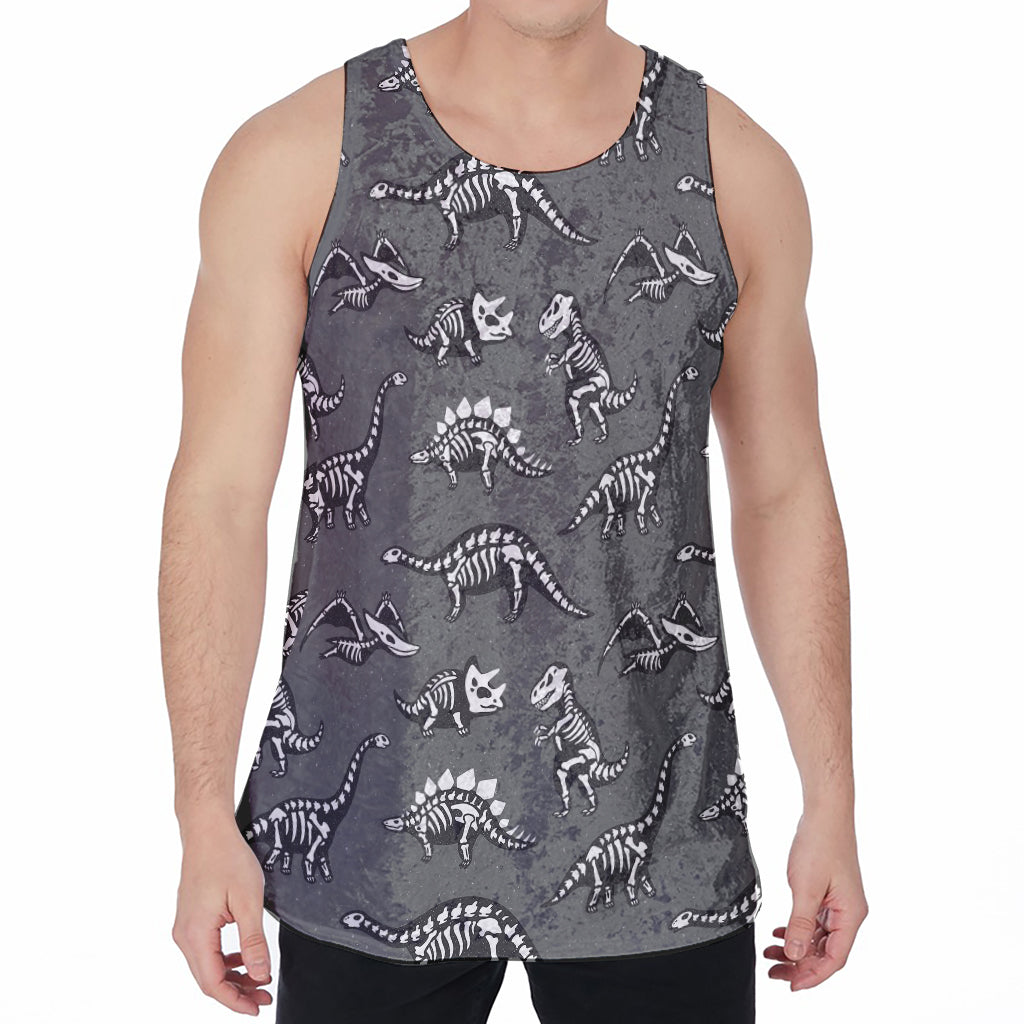Dinosaur Fossil Pattern Print Men's Velvet Tank Top