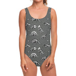 Dinosaur Fossil Pattern Print One Piece Swimsuit