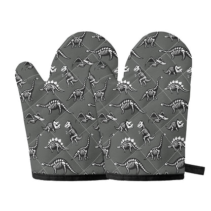 Dinosaur Fossil Pattern Print Oven Mitts