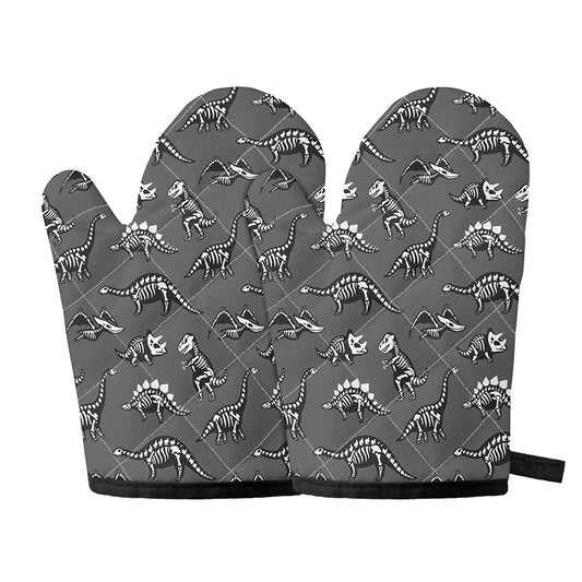 Dinosaur Fossil Pattern Print Oven Mitts