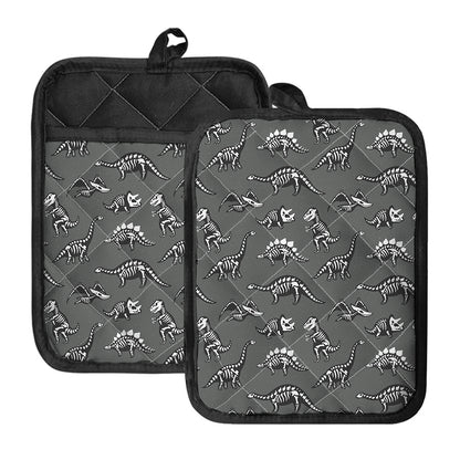 Dinosaur Fossil Pattern Print Pot Holders With Pocket